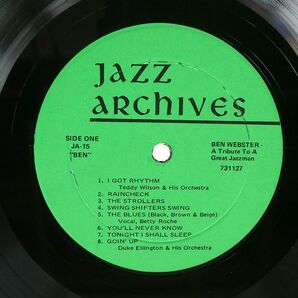米 BEN WEBSTER/A TRIBUTE TO A GREAT JAZZMAN/JAZZ ARCHIVES JA15 LPの画像1