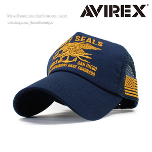 AVIREX アヴィレックス アビレックス キャップ メンズ レディース 帽子 メッシュキャップ NAVY SELALS ネイビー プレゼント