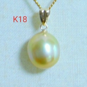 K18 south . White Butterfly Gold pearl 11.5~10.2mm pendant top 