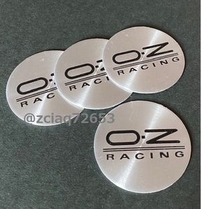 OZ ステッカー 50mm OZracing ホイールセンターバッジ シール シルバーブラック 4枚