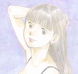 vivi 手描きイラスト「POS６」女の子 美女　美人画　下着　バストアップ　人物画 鉛筆画 直筆 原画 ポストカード