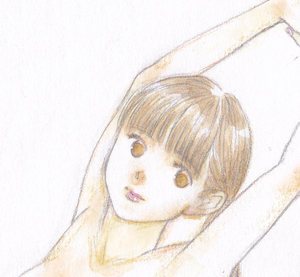 vivi 手描きイラスト「Venus265」女の子　美少女　美人画　ロングヘア　軟体少女　開脚　下着　人物画 裸婦 裸身 鉛筆画　直筆　原画　A4