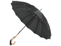 傘 レディース 長傘 前原光榮商店 カーボン 16本骨 雨傘 無地 寒竹手元 TRAD-16-Carbon ブラック_画像2