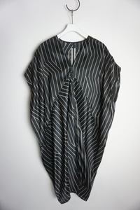 極美品 正規 23SS RICK OWENS リックオウエンス Tommykite Dress ノースリーブ ドレス ストライプ ワンピース RP01C5556-JP1黒40 1108N▲