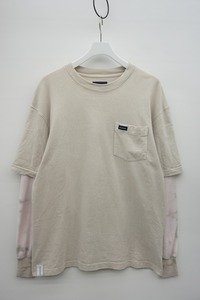 正規 DESCENDANT ディセンダント MILITIA LAYERD TEE 01 タイダイ レイヤード 長袖 Tシャツ カットソー 白 サイズ2 本物 1110N