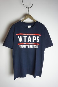 正規 18AW WTAPS ダブルタップス TEAM TEE URBAN TERRITORY SPOT ITEM フロント ロゴプリント 半袖 Tシャツ カットソー 紺 02 本物326O