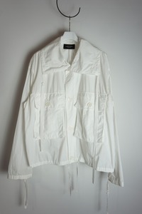 美品22SS UNUSED アンユーズド Nylon Pocket Jacket ナイロン セーラー 長袖 ポケット シャツ ジャケット US2167 白サイズ3 本物 1207N▲