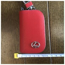 中古 LEXUS レクサス ロゴ付き レッド 赤 キーケース スマートキー カラビナ付き カバー 車 ラウンドファスナー キーホルダー 鍵_画像4