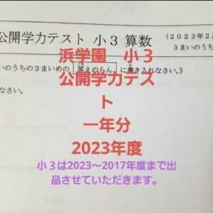 浜学園　小３　公開学力テスト　2023年度　国語算数　一年分 未記入