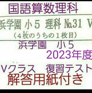 浜学園　小５　Vクラス　復習テスト　解答用紙付き　国語算数理科　セット　一年分