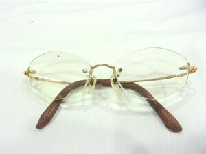 1000円スタート 眼鏡 RUBIANT 2060PK K18PG Made in Japan 53□16-135 フレーム無 度入り眼鏡 総重量約29.5g メガネ 2 WW1013