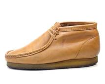 即決 Clarks Wallabees UK 7 ワラビーブーツ クラークス メンズ 茶 ブラウン 本革 モカシン 本皮 カジュアル 革靴 クレープソール 紳士靴_画像2