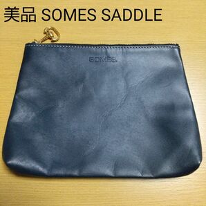 美品 SOMES SADDLEソメスサドル 男女兼用 ミニクラッチ バッグ ポーチ レザー セカンドバッグ クラッチバッグ