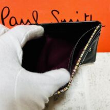 美品 ポールスミス PaulSmith ジップストローグレイン 二つ折り財布 ラウンドファスナー ブラック メンズ レディース ユニセックス 8727_画像8