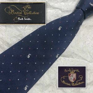 ■美品■Paul Smith British Collection ポールスミスブリティッシュコレクション　ネクタイ　ドット総柄　シルク100% 日本製　ブルー