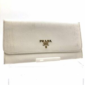 PRADA プラダ　サフィアーノレザー　長財布　ロゴ金具　イタリア製　刻印あり　ホワイト　ゴールド金具