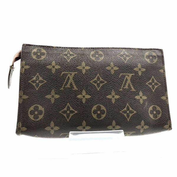 ■美品■LOUIS VUITTON ルイヴィトン　モノグラム　ポッシュトワレット　コスメポーチ　化粧ポーチ　PVC×レザー　ブラウン　ヴィンテージ