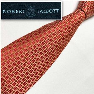 ■美品■ROBERT TALBOTT ロバートタルボット　ネクタイ　格子　総柄　シルク100% 米国製　オレンジ系　ビジネス