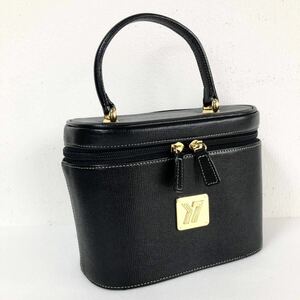 ■極上美品■YUKI TORII ユキトリイ　バニティバッグ コスメポーチ　ハンドバッグ　レザー　ロゴ金具　ブラック　ゴールド金具