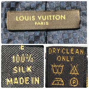 ■美品■LOUIS VUITTON ルイヴィトン ネクタイ ダミエ LVロゴ シルク100% イタリア製 ネイビー ビジネスの画像8