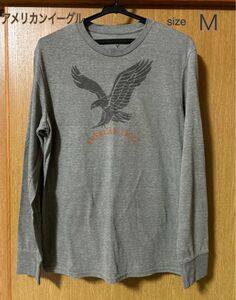 【AMERICAN EAGLE】アメリカンイーグル　ロンT 長袖Tシャツ Tシャツ プリント グレー 長袖　プリント　Ｍ　