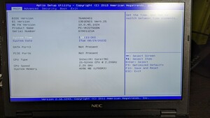 NEC VersaPro VG-N VK22TGSDN i5-5200U メモリ4GB BIOS起動確認OK