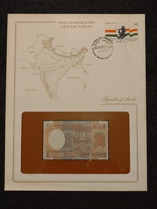 【一円スタート】フランクリンミント社　世界各国の紙幣　インド共和国　2ルピー紙幣