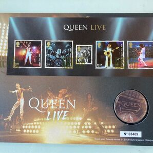 クイーンQueen イギリス 5ポンドコイン & 切手セット