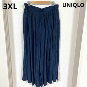 【1050】最終価格　UNIQLO ワッシャーサテンスカートパンツ　3XL プリーツスカート