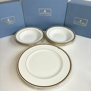 未使用 WEDGWOOD ウェッジウッド プレート 直径27.3cm 6枚 スーププレート 8枚 壺ロゴ 箱付き 洋食器 食器 皿