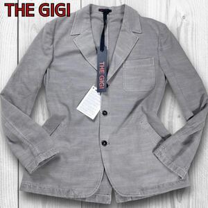 THE GIGI 【未使用タグ付】テーラードジャケット ザジジ メンズ 52 XL 高級 ジャケット 上着 グレー リネン ビジネス カジュアル