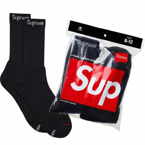 新品未使用 Supreme Hanes ソックス 黒2足