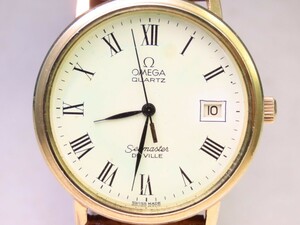 ■♪価格高騰!資産価値！稼働電池新品メンズビンテージ高級超レア！ OMEGA オメガ Seamaster シーマスターデビルデート クオーツベルト新品