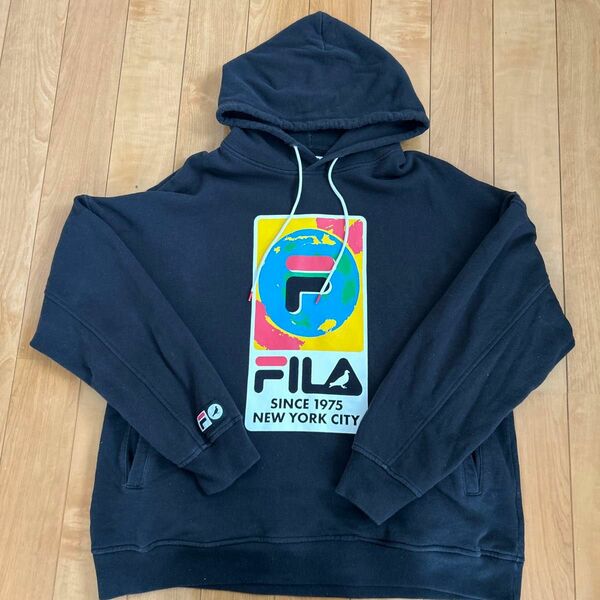 FILA フィラ staple ステイプル コラボ パーカー 長袖 ブラック