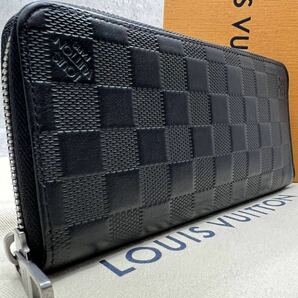 【極美品 新型】ルイヴィトン LOUIS VUITTON ヴェルティカル 長財布 ラウンド ダミエアンフィニ レザー ブラック 黒 メンズ ビジネス の画像1