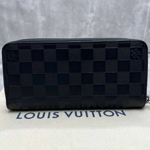 【極美品 新型】ルイヴィトン LOUIS VUITTON ヴェルティカル 長財布 ラウンド ダミエアンフィニ レザー ブラック 黒 メンズ ビジネス の画像3