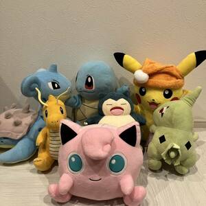 ポケモン ポケットモンスター ぬいぐるみ プライズ まとめ売り ピカチュウ カビゴン プリン ヨーギラス カイリュー ゼニガメ ラプラス 7個