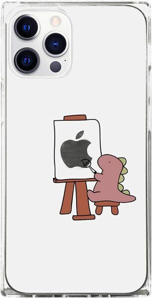 2307400☆ AKAN iPhone 12 Pro Max クリア ケース スクエア [ アップルマーク りんご 恐竜 ソフト 四角 キューブ TPU 透明 耐衝撃