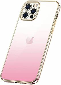 2307425☆ iPhone 14 Pro ケース ソフト TPU 耐衝撃 虹 メタリック カメラ保護 指紋防止 カラフル ワイヤレス 充電対応 軽量 薄型 (ピンク)