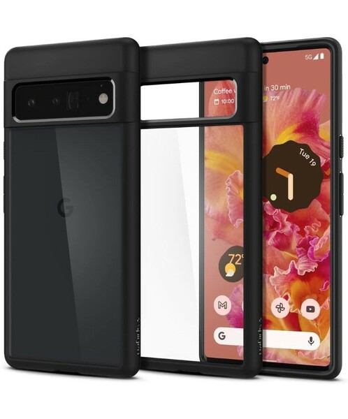 2308047 Spigen Google Pixel6 Pro ケース 背面クリア 黄ばみ無し TPU バンパーケース 2重構造 [TPU+PC] 米軍MIL規格(マット・ブラック)