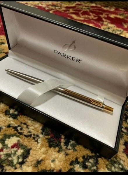 【PARKER】イギリス製 パーカー ボールペン シルバー プッシュ式 高級収納箱付 ジャンク 説明書つき