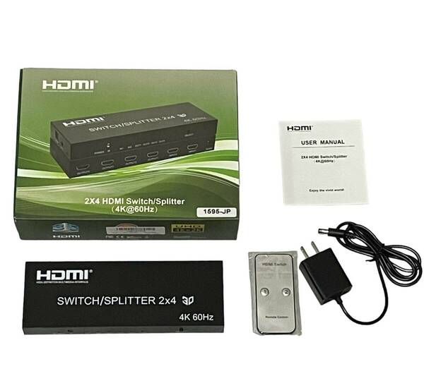 avedio links HDMI 分配器 4K@60Hz 2入力4出力 HDMI切替器 リモコン付き HDMI音声分離器 SPDIF光デジタル 3.5mmオーディオ付き 4K 3D 1080p