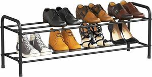 FANHAOシューズラック 2段 ステンレス靴棚 靴収納 玄関収納 幅80×奥26×高33cm