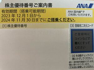 ANA株主優待 2024年11月30日まで　番号通知