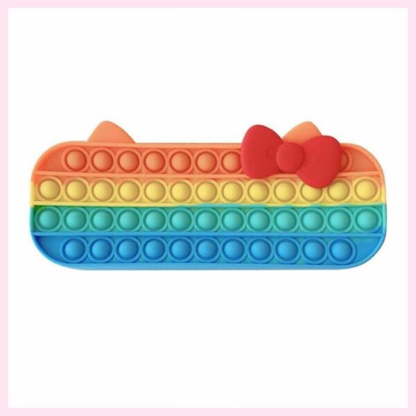 ペンケース プッシュポップ スクイーズ玩具 筆箱 カラフル 小物収納 虹色