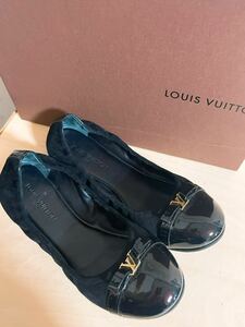 ルイヴィトン Louis VUITTON バレエシューズ フラットシューズ ブラック パテントレザー