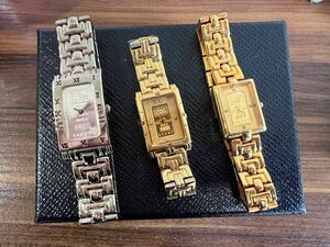 3点売り/エルジン FK-929 /INGOTクォーツ時計 FINE GOLD 999.9 x2/INGOT FINE silver ゴールド文字盤 スクエア 三針 レディース 0027807 