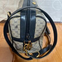 中古 GUCCI グッチ GG柄 GGキャンバス×レザー 2WAY ショルダー ハンドバッグ ミニボストン ネイビー 0027617_画像4