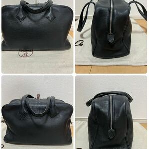 エルメス HERMES Victoria ヴィクトリア 35 ハンド トート バッグ ブラック レザー シルバー金具 □L刻印 中古の画像8