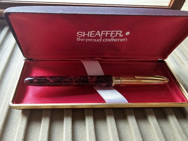 シェーファー 万年筆 SHEAFFER ペン先18K マーブル 金張り 昭和レトロ 激レア！